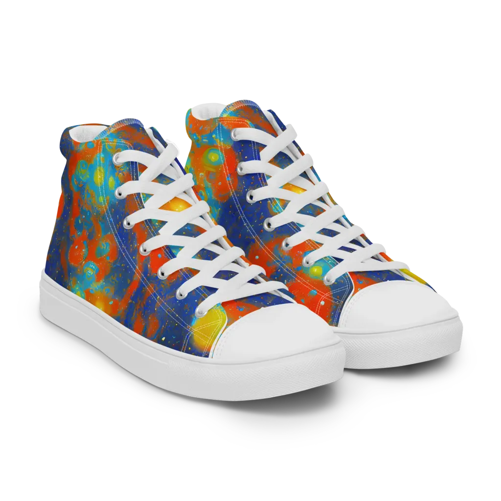 Orbital Bloom on Women's High Top Canvas Shoes — Right Front