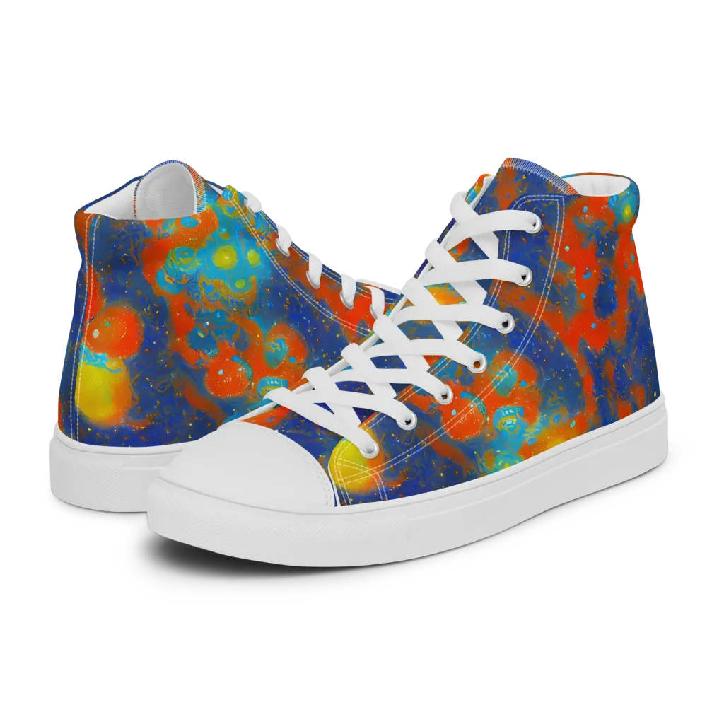 Orbital Bloom on Women's High Top Canvas Shoes — Left