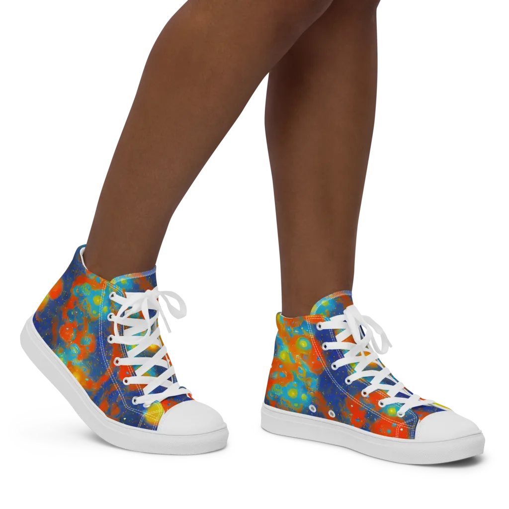 Orbital Bloom on Women's High Top Canvas Shoes — Right