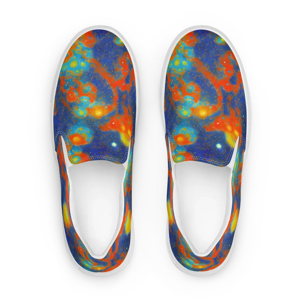 Orbital Bloom on Men's Slip-On Canvas Shoes — Front