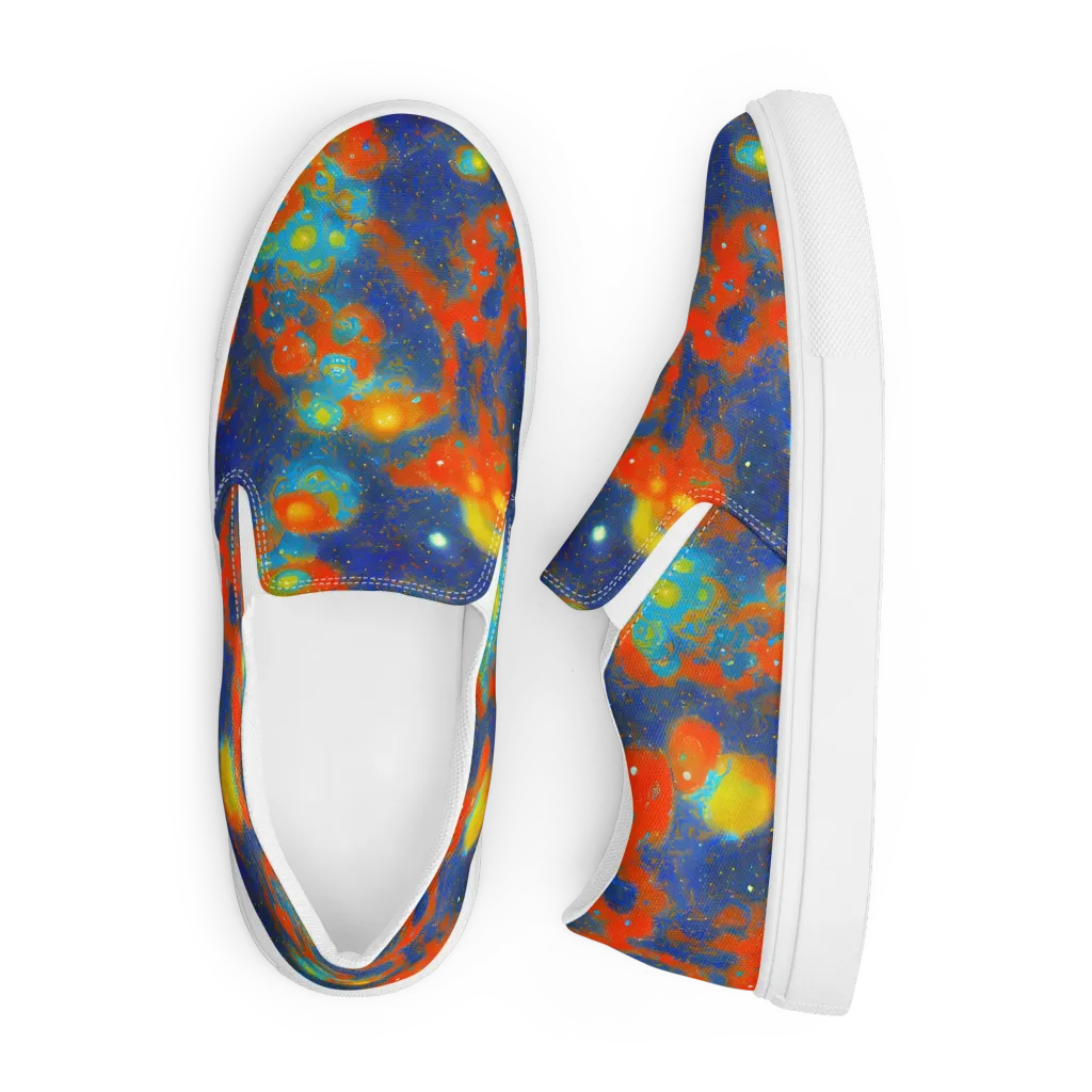 Orbital Bloom on Men's Slip-On Canvas Shoes — Front