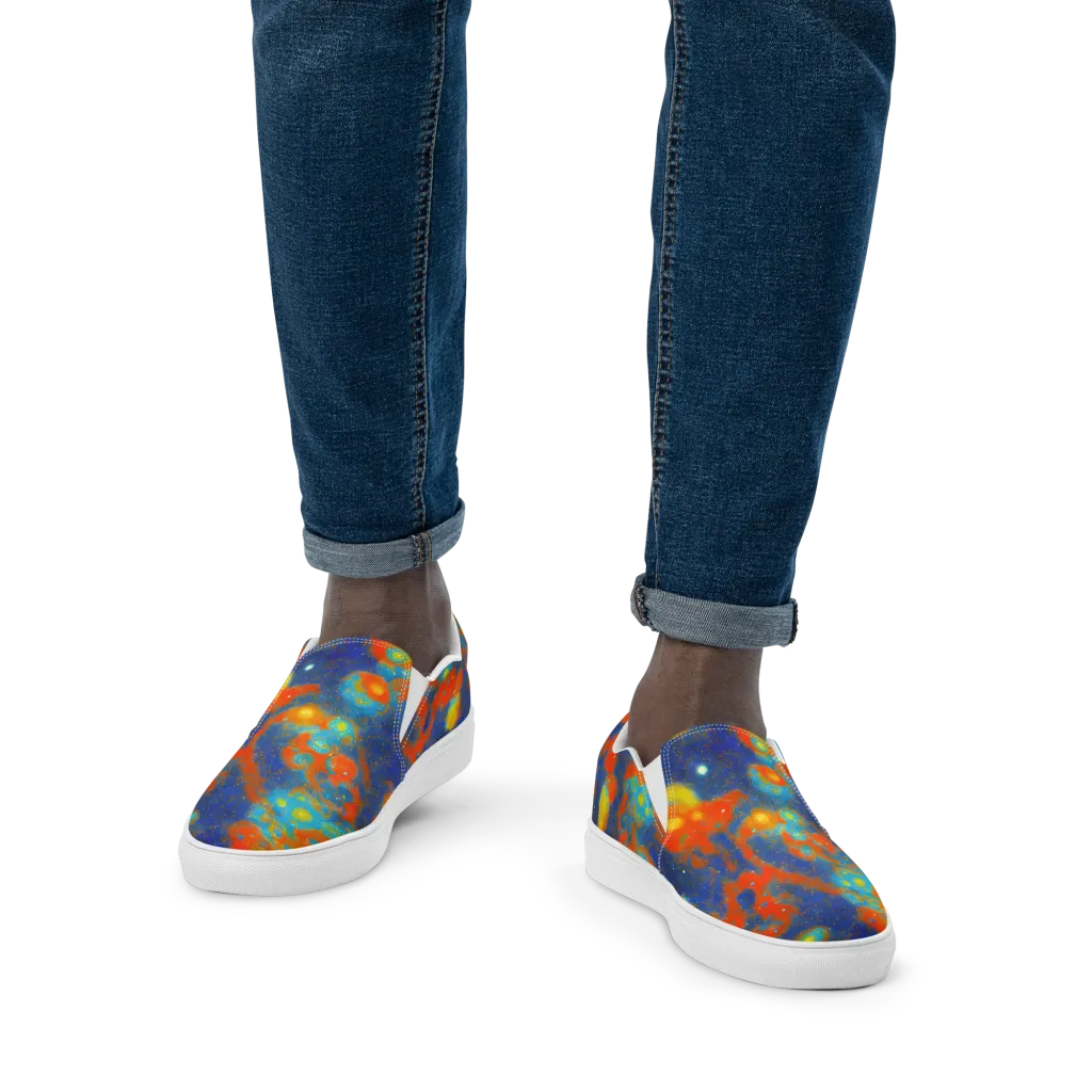 Orbital Bloom on Men's Slip-On Canvas Shoes — Front