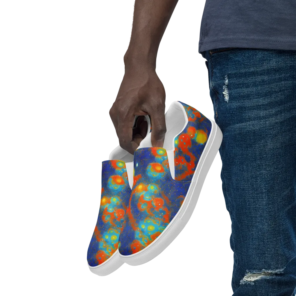 Orbital Bloom on Men's Slip-On Canvas Shoes — Left Front