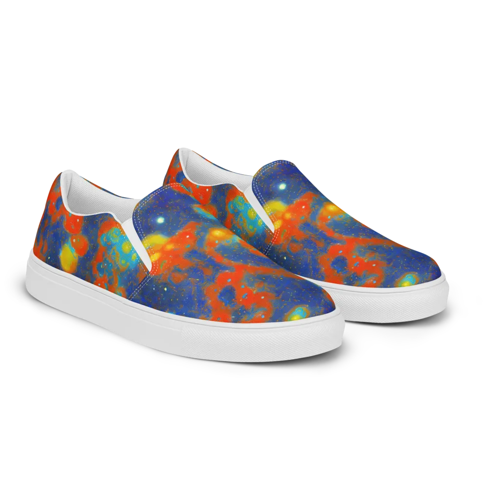 Orbital Bloom on Women's Slip-On Canvas Shoes — Right Front