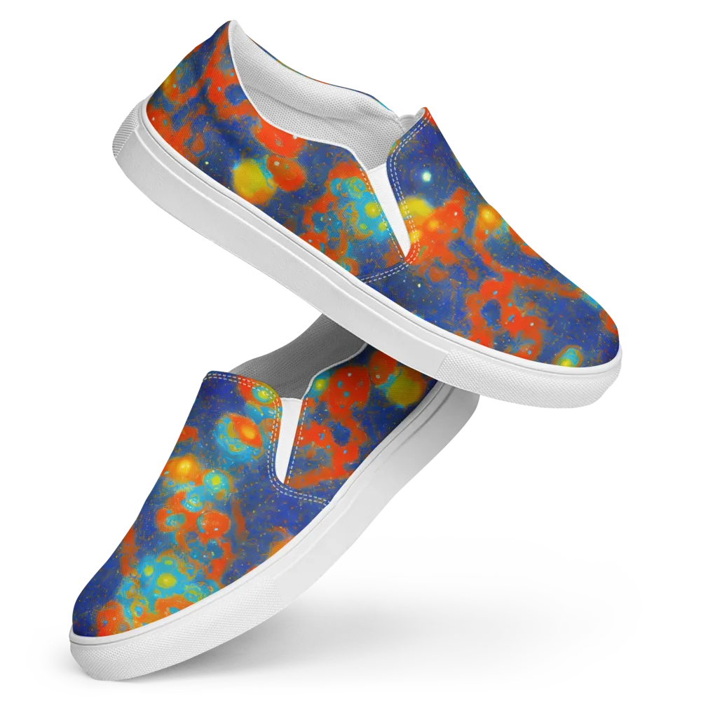 Orbital Bloom on Women's Slip-On Canvas Shoes — Front