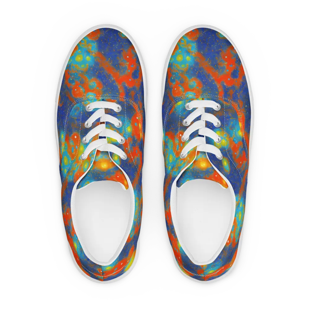 Orbital Bloom on Men's Lace-Up Canvas Shoes — Front