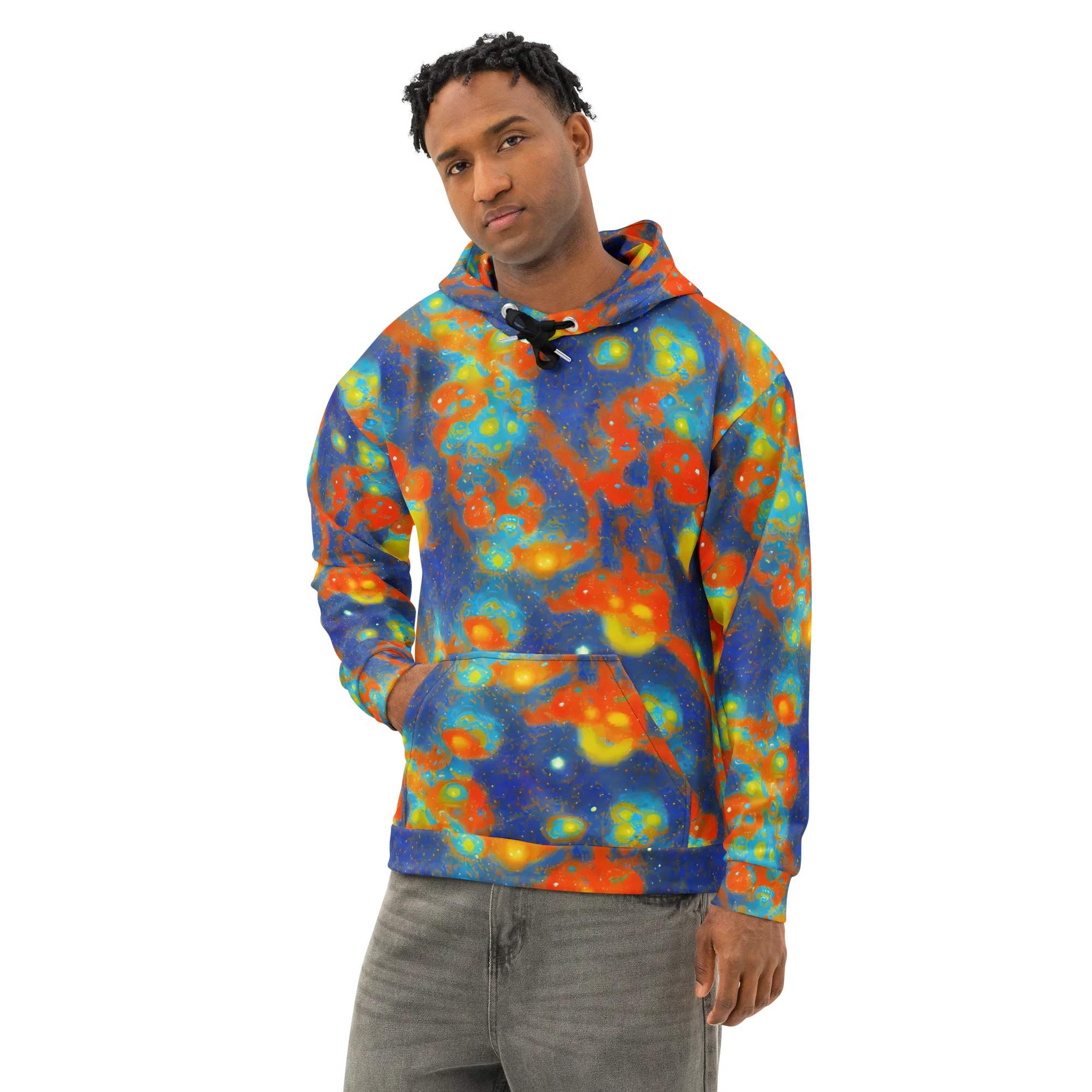Orbital Bloom on Cotton Hoodie — Left Front