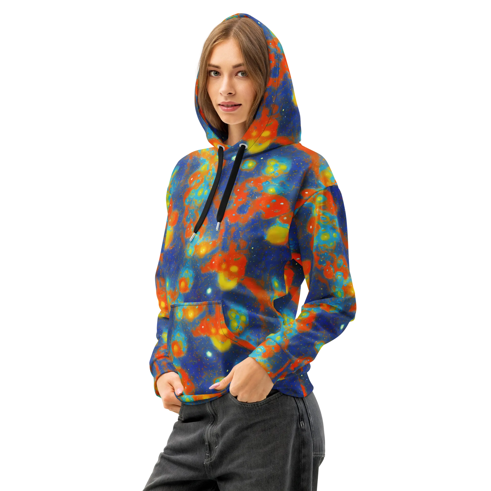 Orbital Bloom on Cotton Hoodie — Left Front