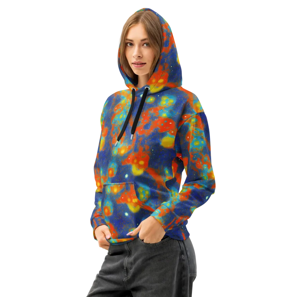 Orbital Bloom on Cotton Hoodie — Left Front