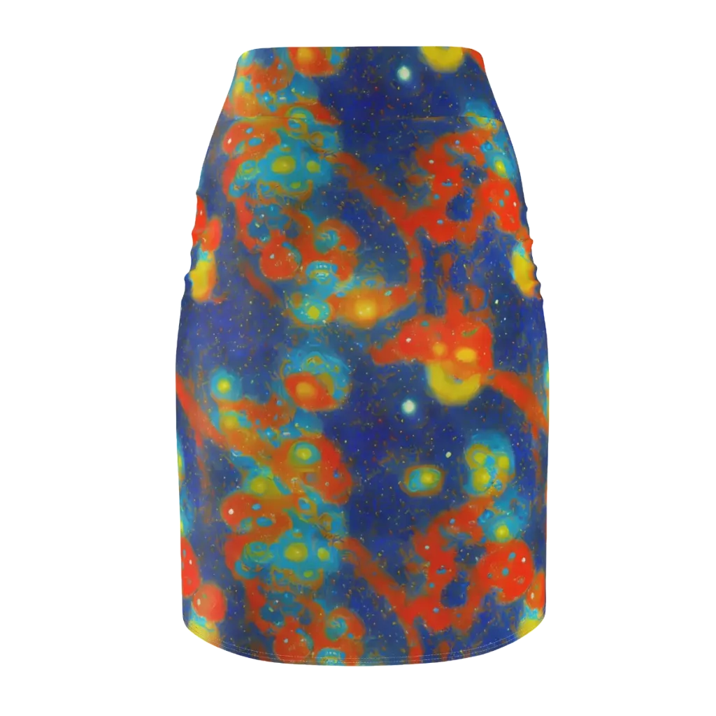 Orbital Bloom on Pencil Skirt — Back