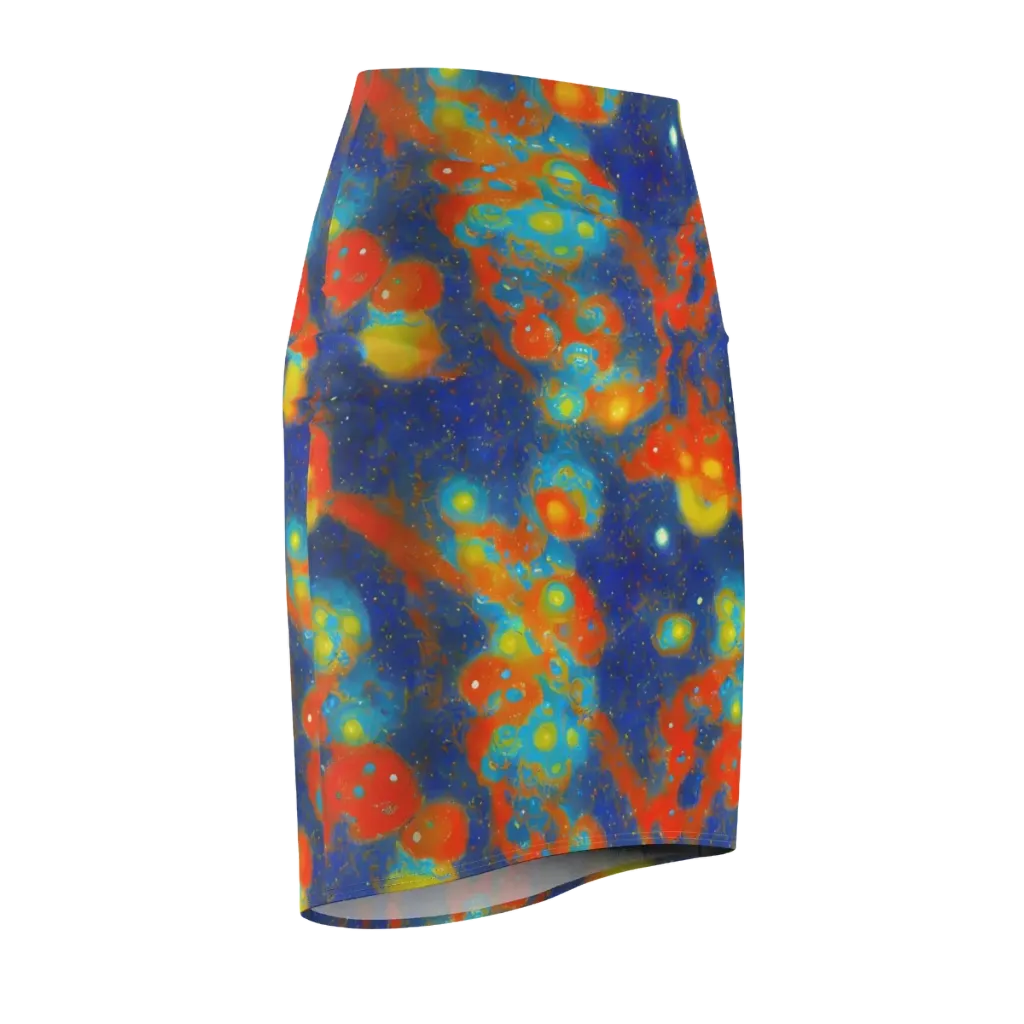 Orbital Bloom on Pencil Skirt — Front Side