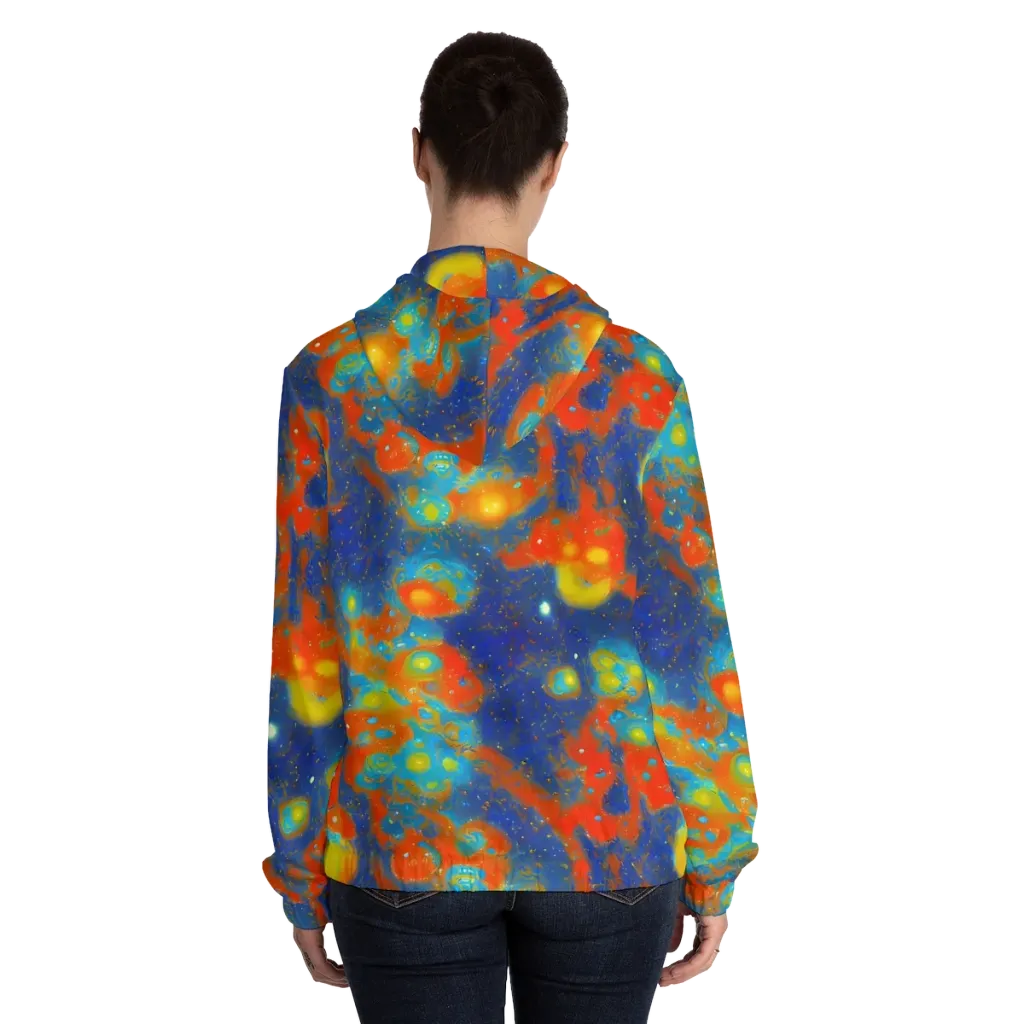 Orbital Bloom on Women's Full-Zip Hoodie — Back On Person