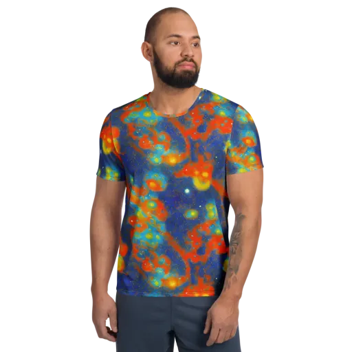 Orbital Bloom on a Men's Athletic T-Shirt