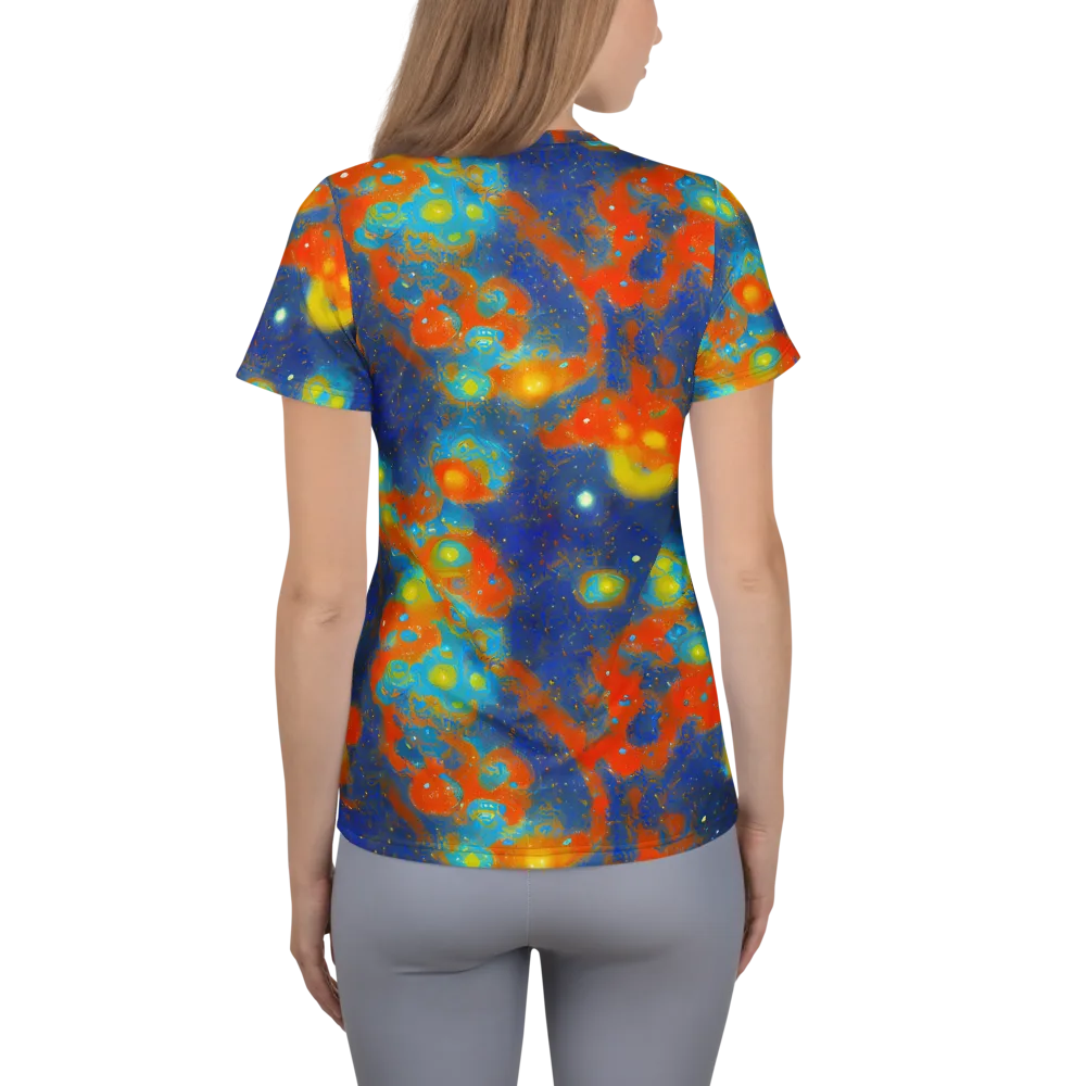 Orbital Bloom on Women's Athletic T-Shirt — Back
