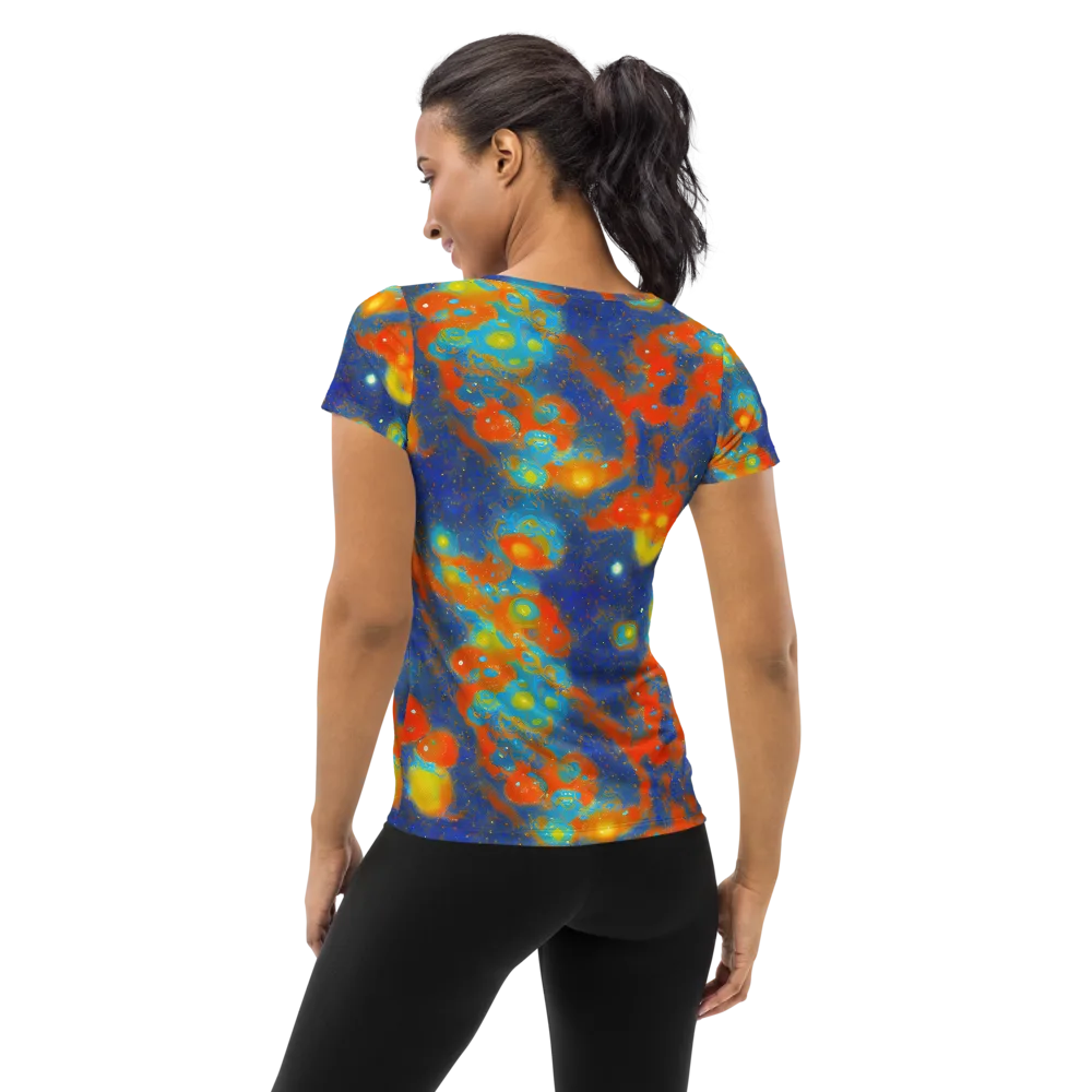 Orbital Bloom on Women's Athletic T-Shirt — Back