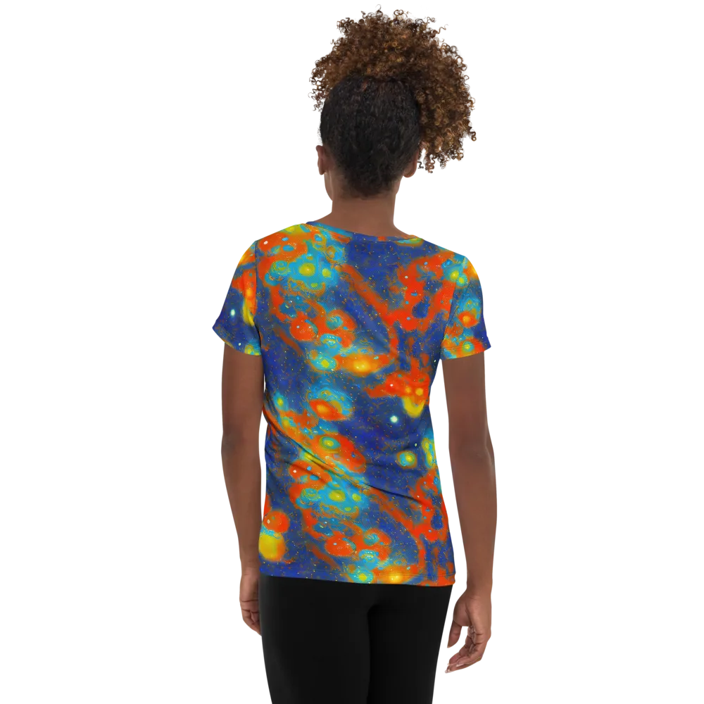Orbital Bloom on Women's Athletic T-Shirt — Back