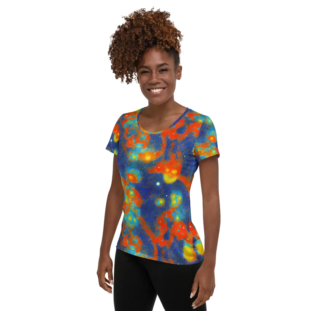 Orbital Bloom on Women's Athletic T-Shirt — Left