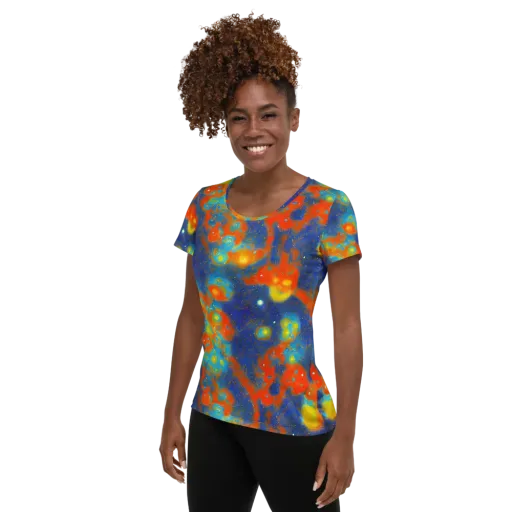 Orbital Bloom on a Women's Athletic T-Shirt