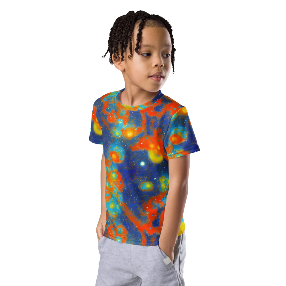 Orbital Bloom on Kids Crew Neck T-Shirt — Left Front