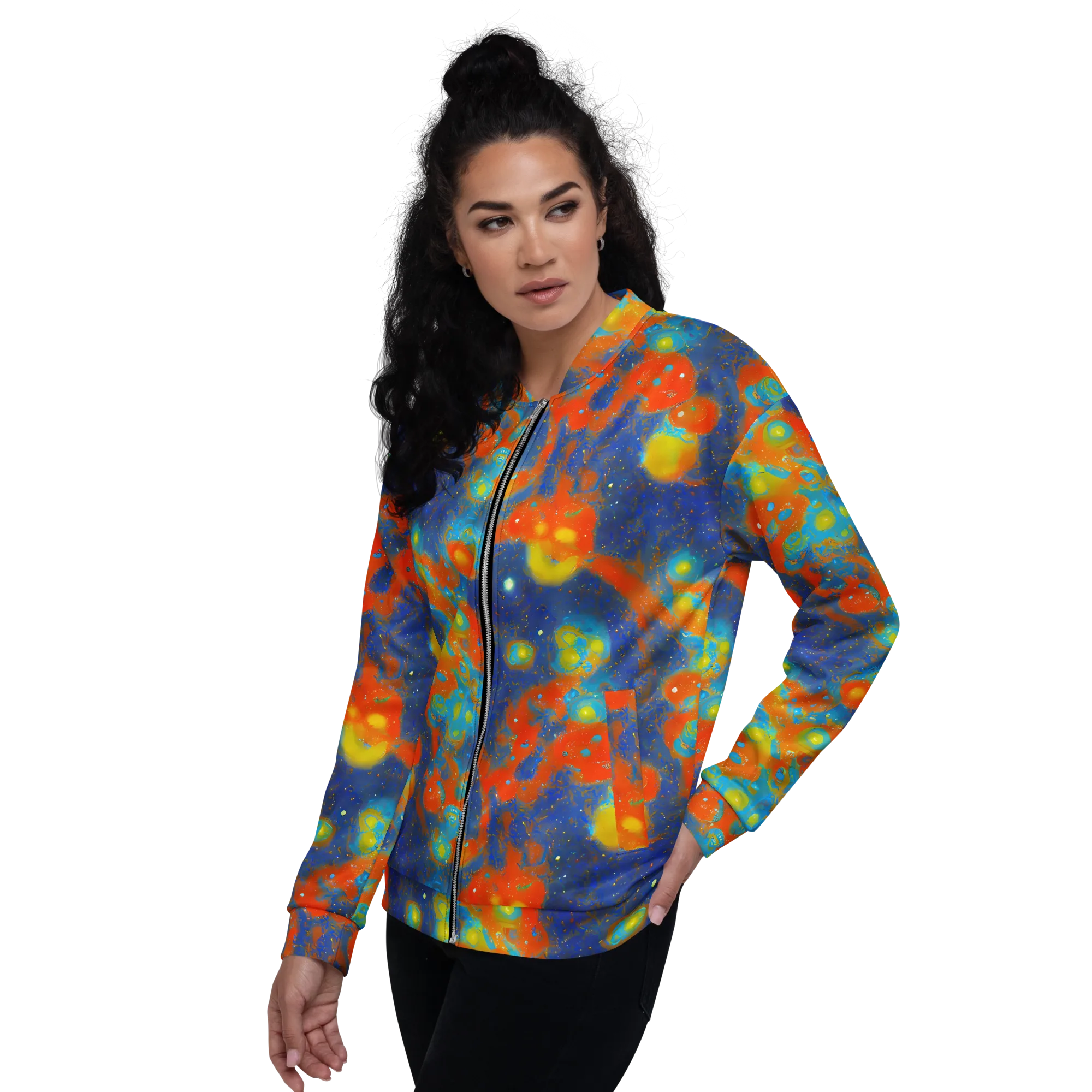 Orbital Bloom on Bomber Jacket — Left
