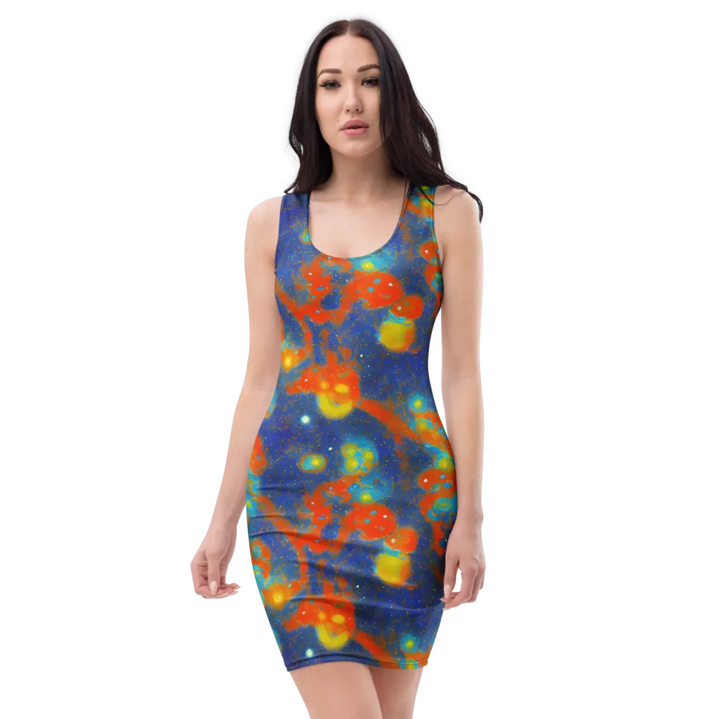 Orbital Bloom on Bodycon Dress — Front