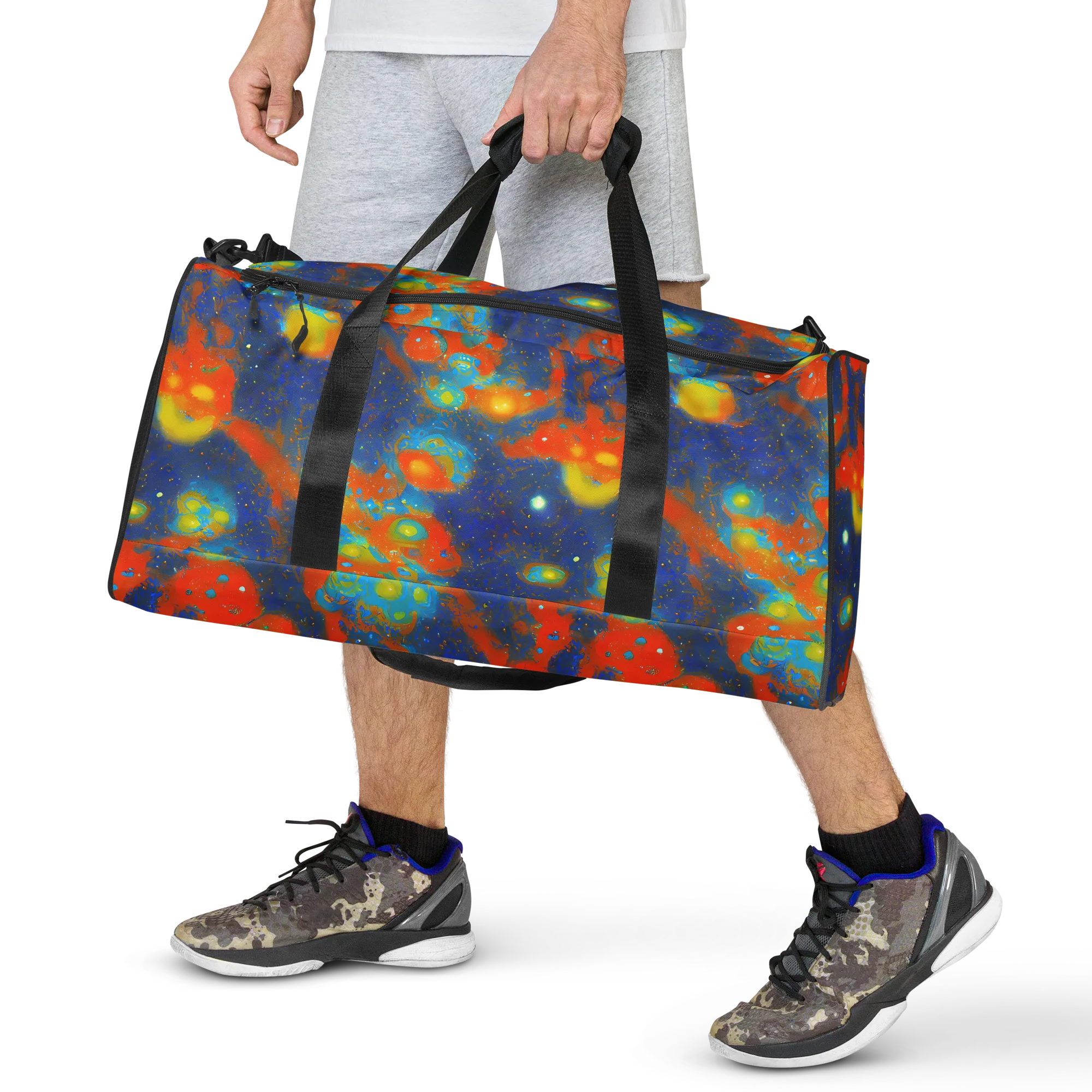 Orbital Bloom on Duffle Bag — Front