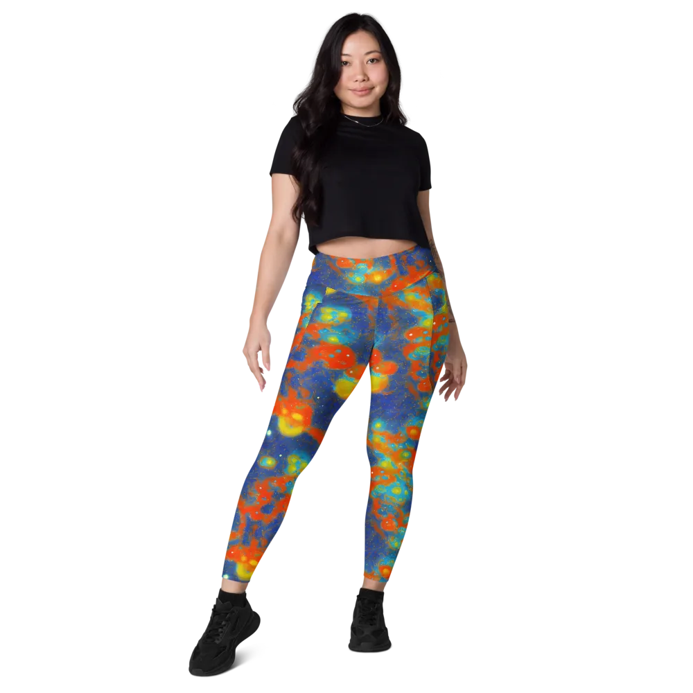 Orbital Bloom on Leggings with Pockets — Front
