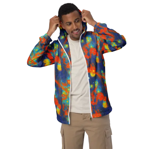 Orbital Bloom on a Men's Windbreaker