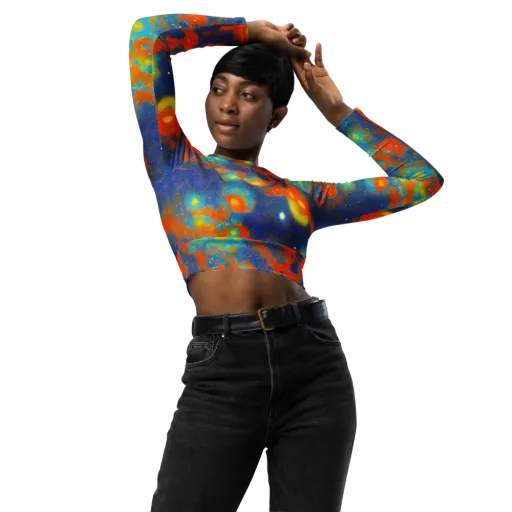 Orbital Bloom on a Long Sleeve Crop Top