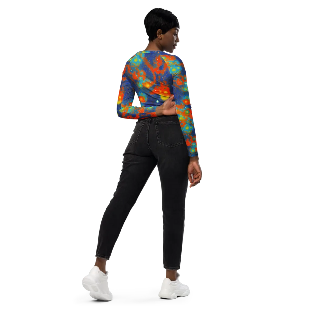 Orbital Bloom on Long Sleeve Crop Top — Right Back