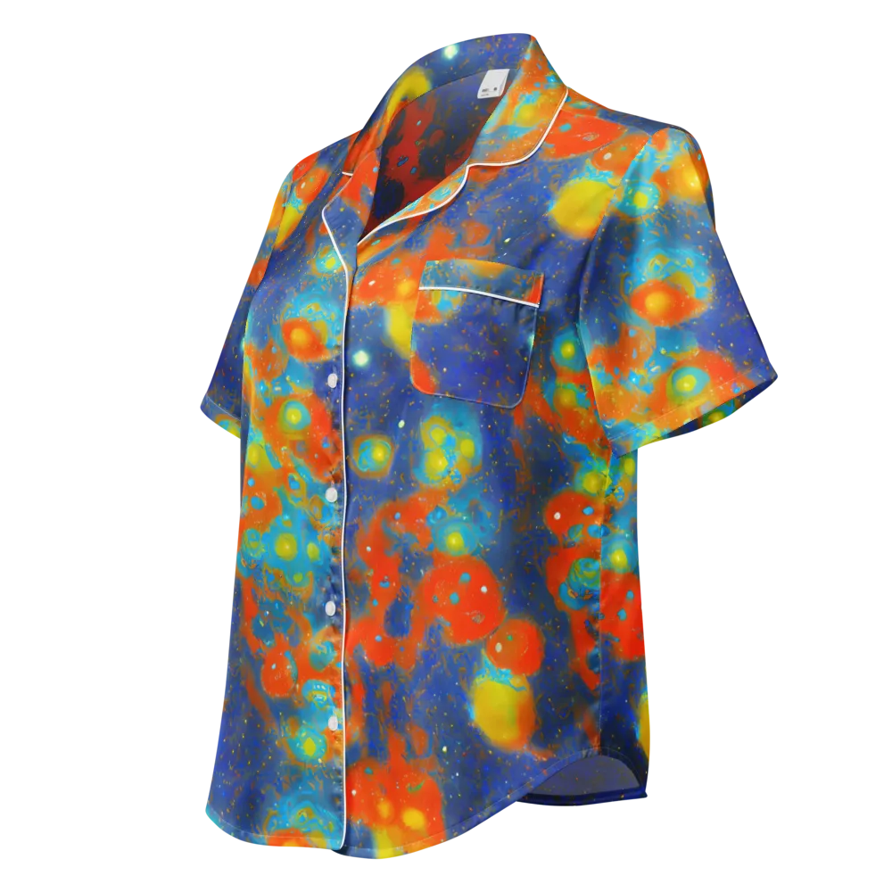 Orbital Bloom on Women's Short Sleeve Pajama Top — Left Front