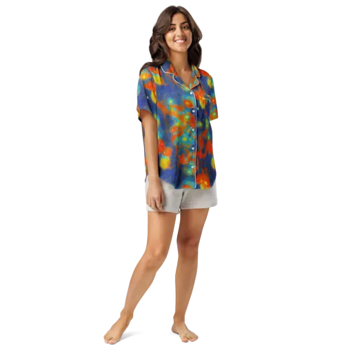 Orbital Bloom on a Women's Short Sleeve Pajama Top
