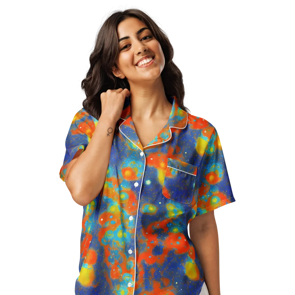Orbital Bloom on Women's Short Sleeve Pajama Top — Front