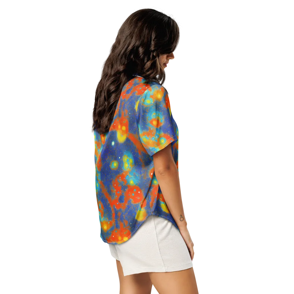 Orbital Bloom on Women's Short Sleeve Pajama Top — Right Back