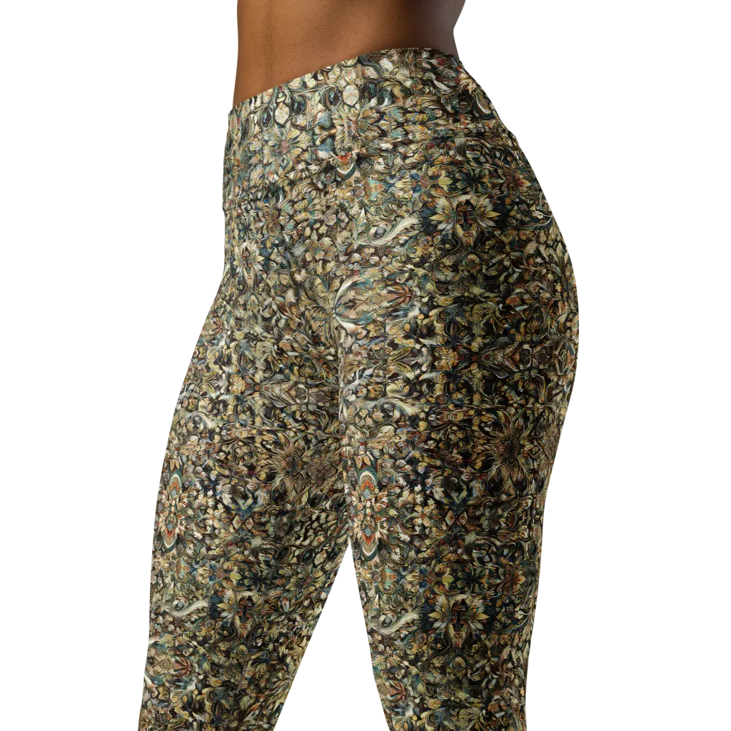 Mossfire Tapestry on Yoga Leggings — Left Front