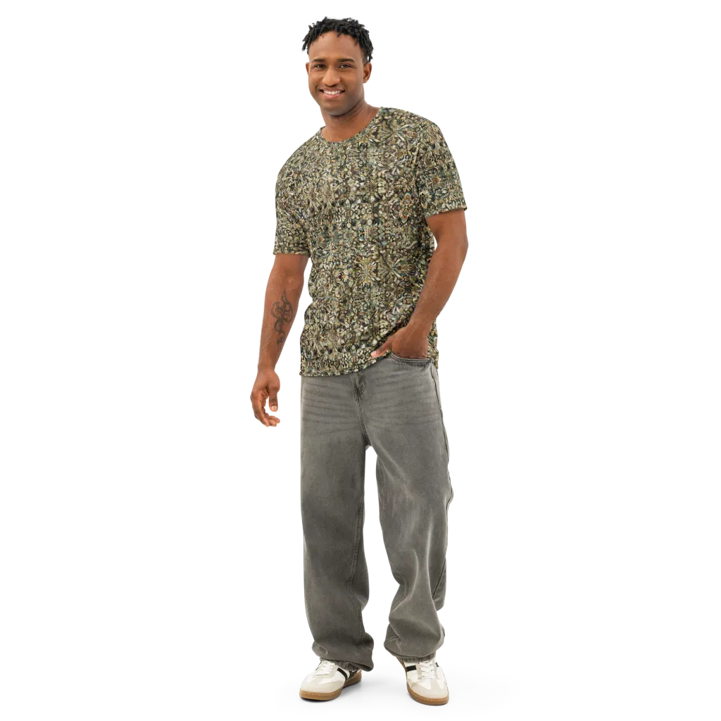 Mossfire Tapestry on Men's Cotton Crew Neck T-Shirt — Front