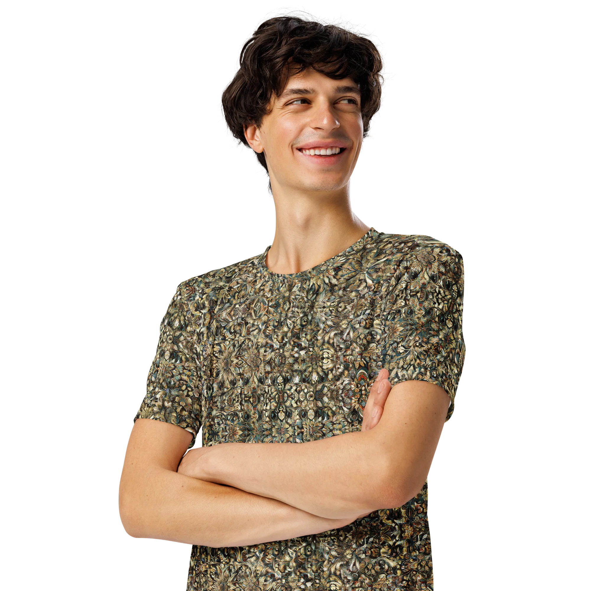 Mossfire Tapestry on Men's Crew Neck T-Shirt — Left Front