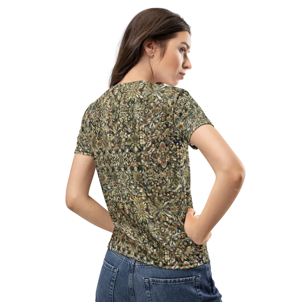Mossfire Tapestry on Women's Crew Neck T-Shirt — Back