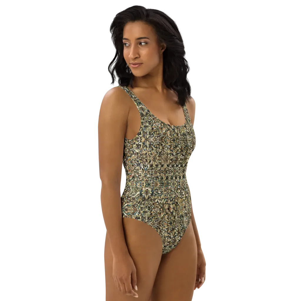 Mossfire Tapestry on One-Piece Swimsuit — Right