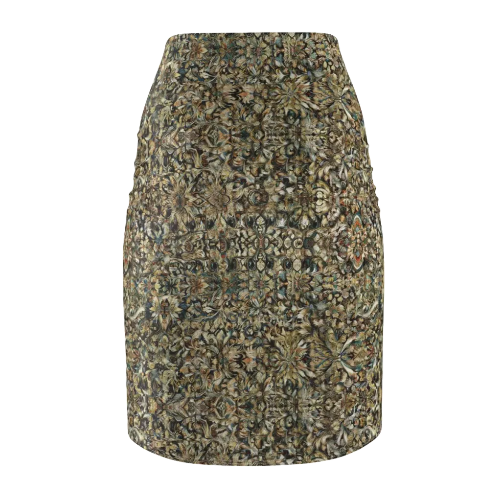 Mossfire Tapestry on Pencil Skirt — Back