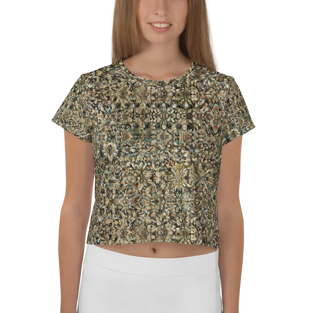 Mossfire Tapestry on Crop Tee — Front