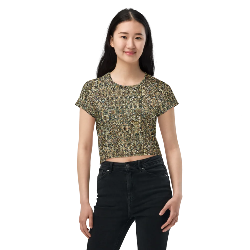 Mossfire Tapestry on Crop Tee — Front