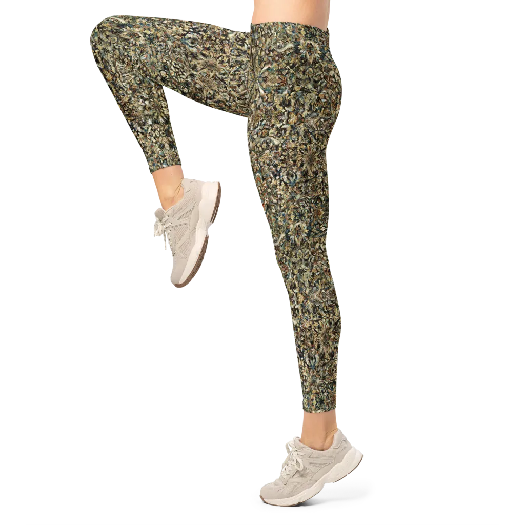 Mossfire Tapestry on Leggings — Left