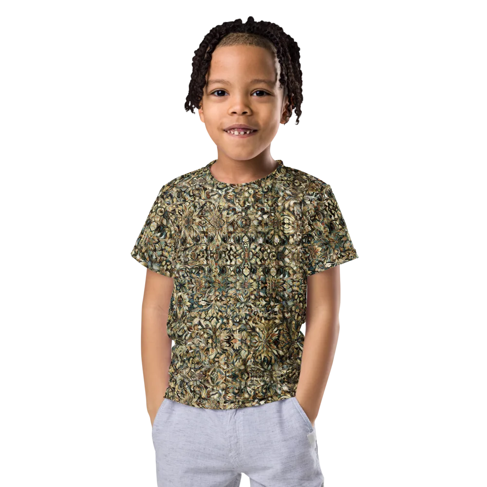Mossfire Tapestry on Kids Crew Neck T-Shirt — Front