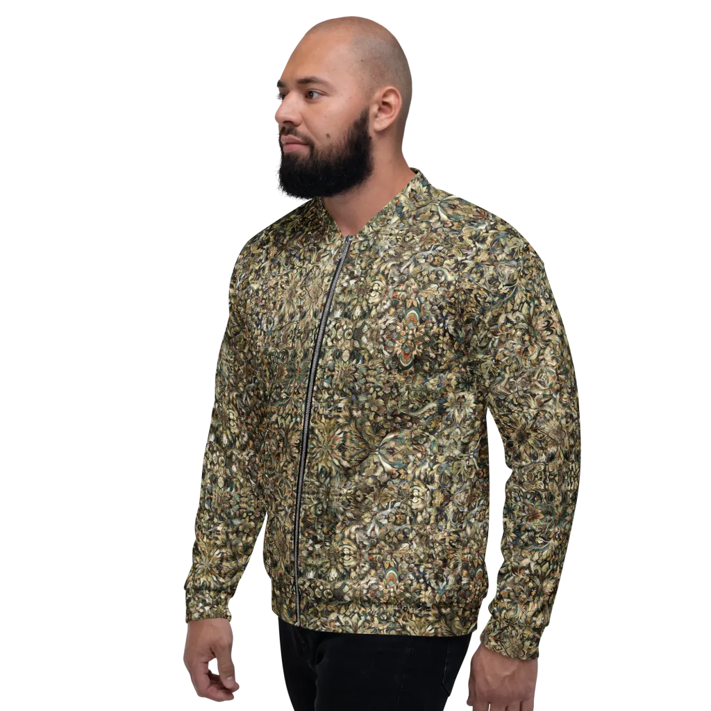 Mossfire Tapestry on Bomber Jacket — Left