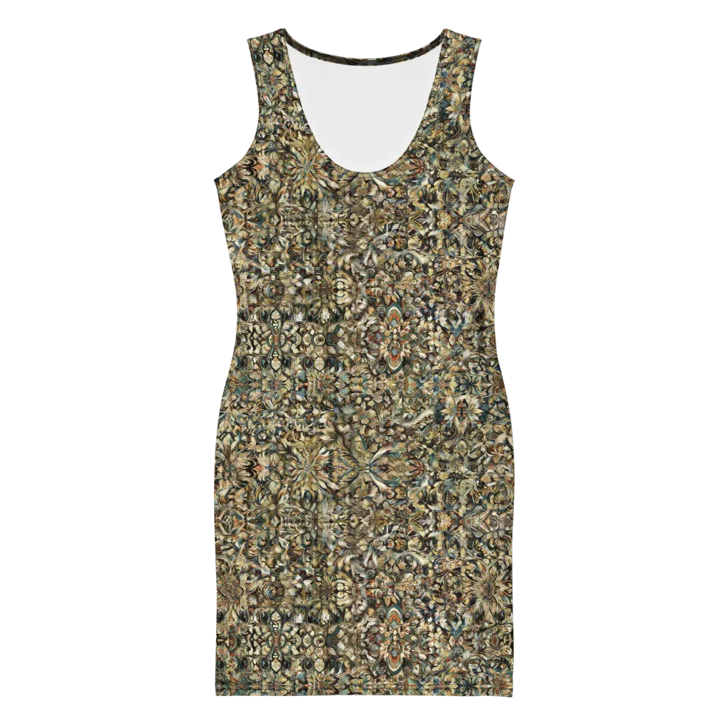 Mossfire Tapestry on Bodycon Dress — Front