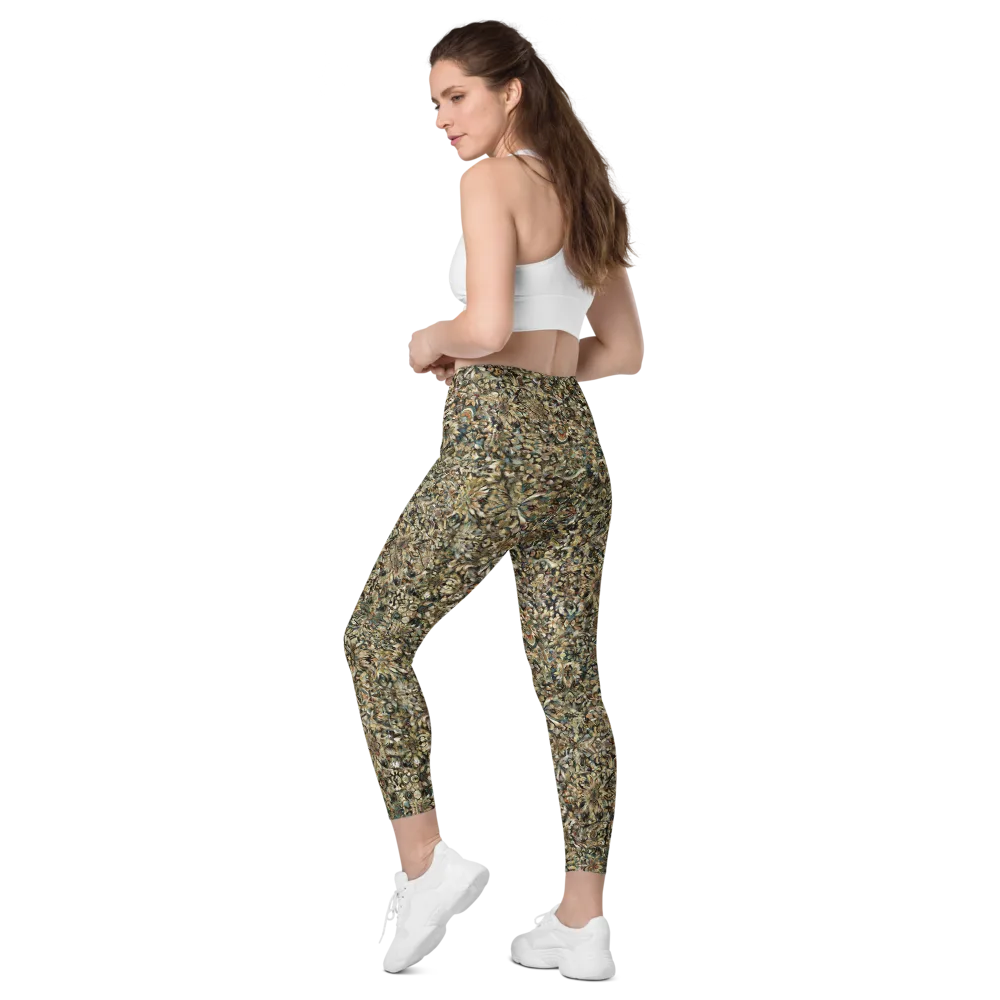 Mossfire Tapestry on Leggings with Pockets — Left Back