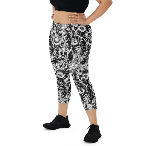 Monochrome Mayhem on a Capri Leggings