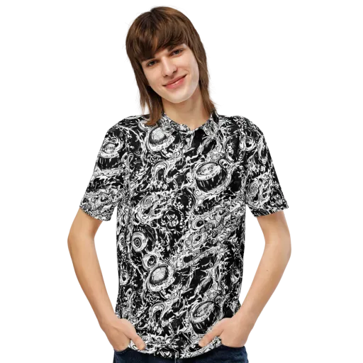 Monochrome Mayhem on a Men's Slim Fit Polo Shirt
