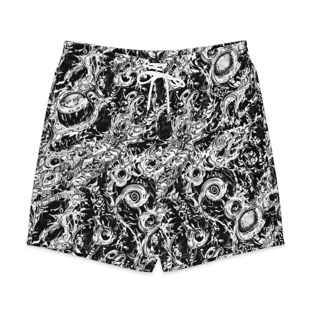 Monochrome Mayhem on Men's Board Shorts — Front